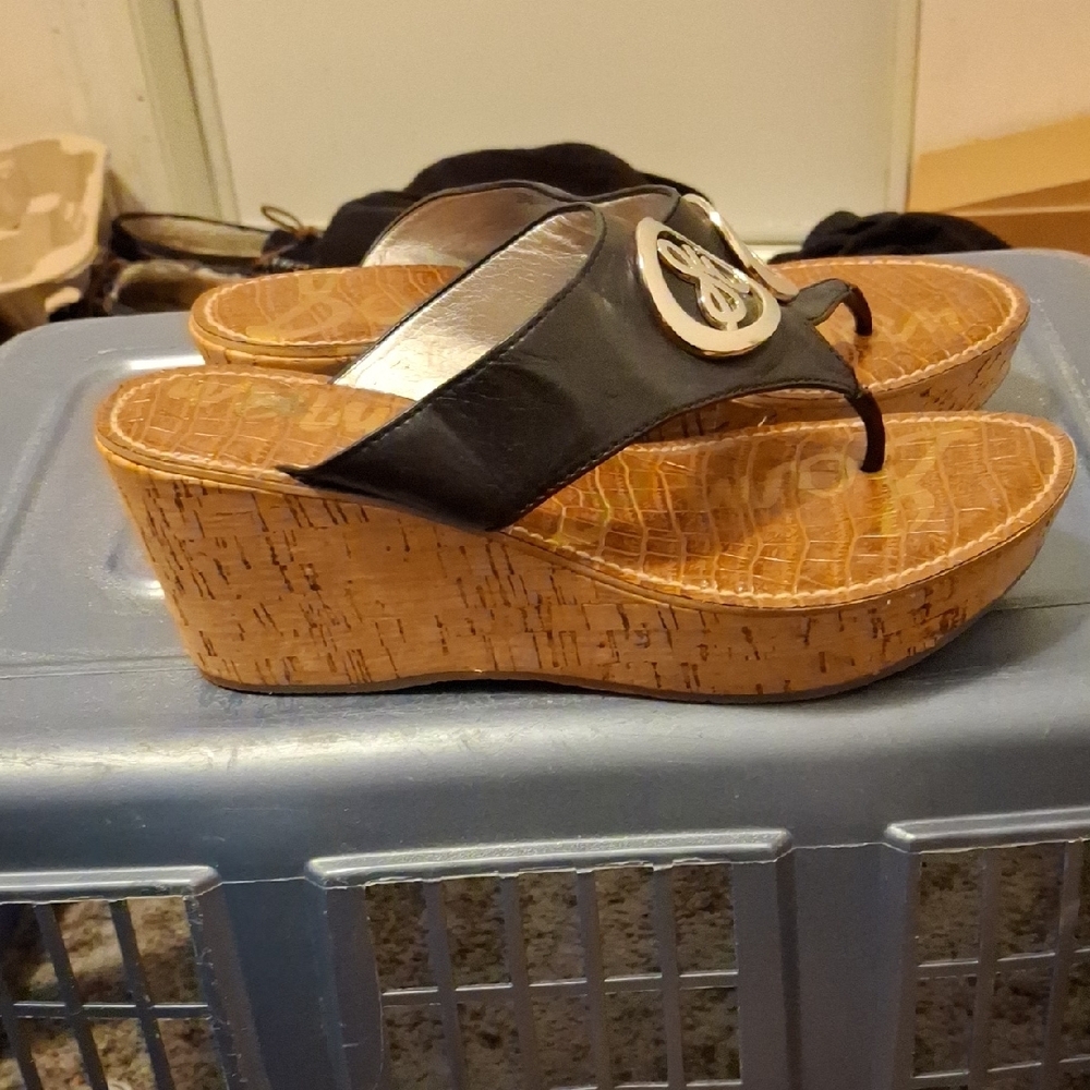 Black Wedge Sandals
